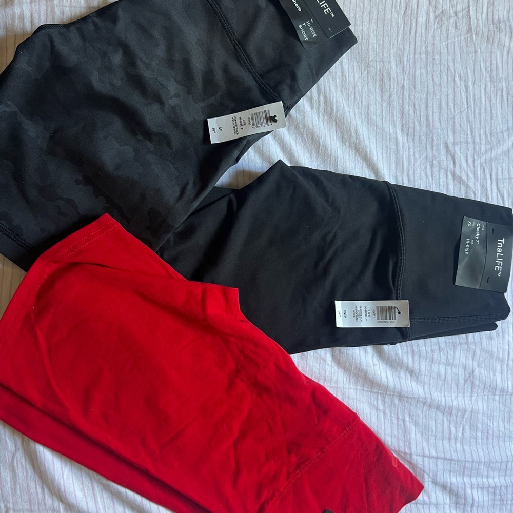 TNA LIFE Black and Red biker shorts Set